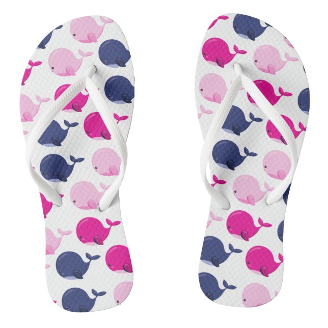 Niedliche Wale, Walmuster, Meerestiere Flip Flops (Fußbett)