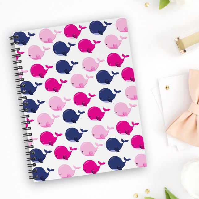 Niedliche Wale, Walmuster, Meerestiere Notizblock (Von Creator hochgeladen)