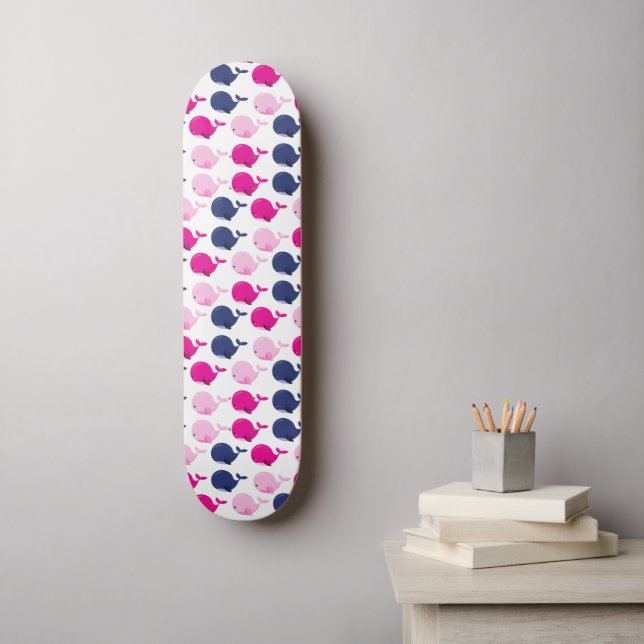 Niedliche Wale, Walmuster, Meerestiere Skateboard (Wandkunst)