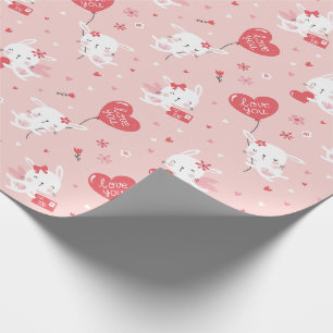 Niedliche Walentiner Bundsen mit Luftballons rosa Geschenkpapier
