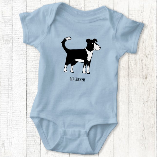 Niedliche walisische Border Collie Dog Baby Strampler (Welsh Border Collie sheepdog personalized name baby bodysuit)