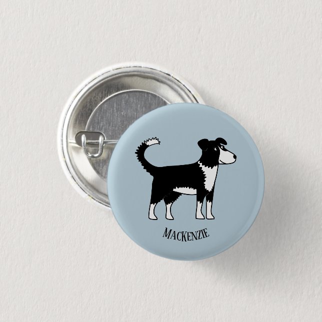Niedliche walisische Grenzkollie Sheepdog Individu Button (Vorne & Hinten)