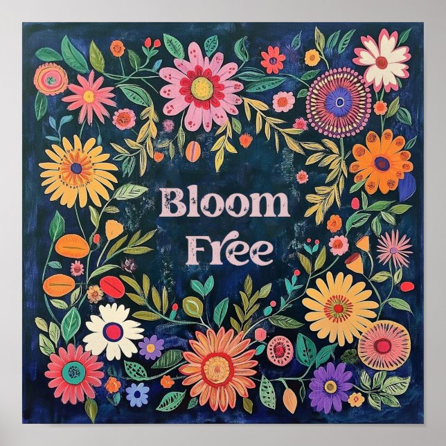 Niedliche Wall Art for Girls - Blaue Blume der Blu Poster (Vorne)