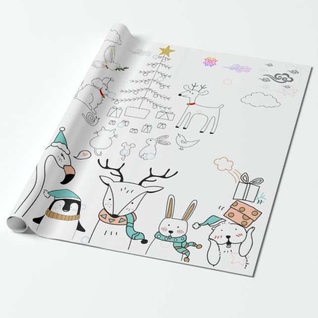 NIEDLICHE WALTIERE IN CHRISTMAS GESCHENKPAPIER (Ungerollt)