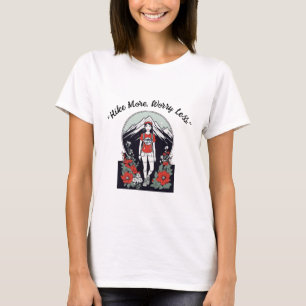 "Niedliche Wanderer mit Blume und Bergen" T-Shirt