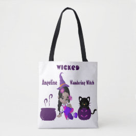 Niedliche Wanderhexe Personalisiertes Halloween Tasche