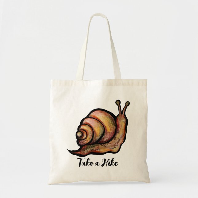 Niedliche Wanderung Schnecke Kunst Schnecken Wande Tragetasche (Vorne)