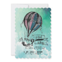 Niedliche WARME LUFTBALLOON-GENDER-REVEAL-EINLADUN