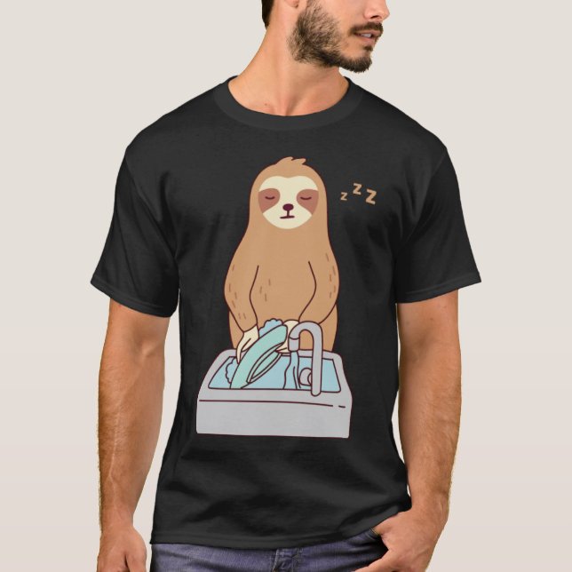 Niedliche Waschküche Schlafen Tired Lazy Pullove T-Shirt (Vorderseite)