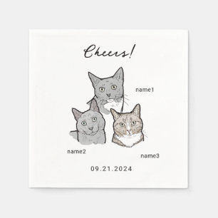 Niedliche Wasserfarbe 3 Katzen Chef Hochzeitscockt Serviette