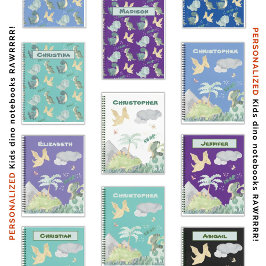 Niedliche Wasserfarbe auf Lila Dinosaurier-Muster Notizbuch