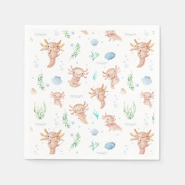 Niedliche Wasserfarbe Axolotl Geburtstagsparty Nap Serviette
