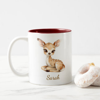 Niedliche Wasserfarbe Baby Reh Personalisierte Tas Zweifarbige Tasse