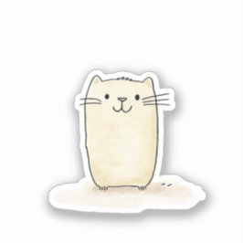 Niedliche Wasserfarbe Beige Katze Aufkleber