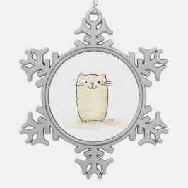 Niedliche Wasserfarbe Beige Katze Schneeflocken Zinn-Ornament