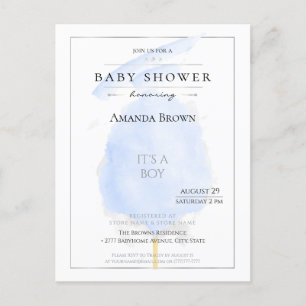 Niedliche Wasserfarbe Blue Cotton Candy Baby Dusch Einladungspostkarte