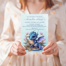 Niedliche Wasserfarbe Blue Dragon Baby Dusche