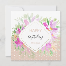Niedliche Wasserfarbe Boho Lilac Pink Floral Karte