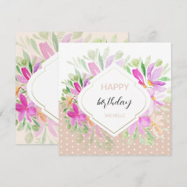 Niedliche Wasserfarbe Boho Lilac Pink Floral Karte