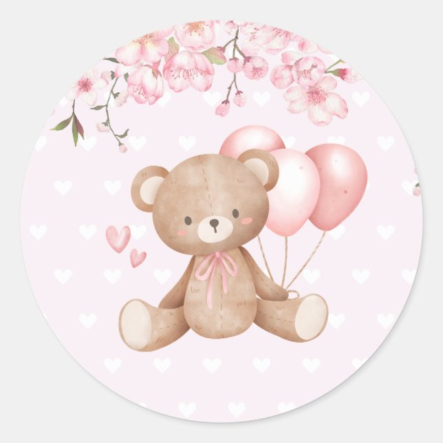 Niedliche Wasserfarbe Boho Teddy Bear Girl Babydus Runder Aufkleber (Vorderseite)