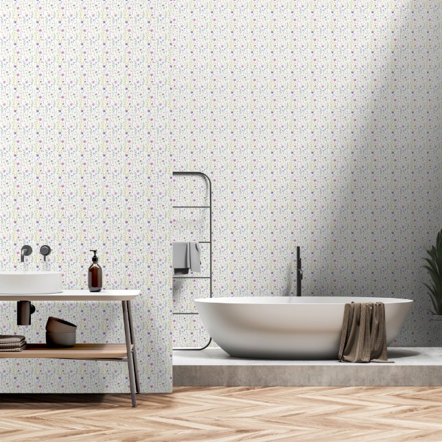 Niedliche Wasserfarbe Boho Wildblumen schälen und  Tapete (Badezimmer)