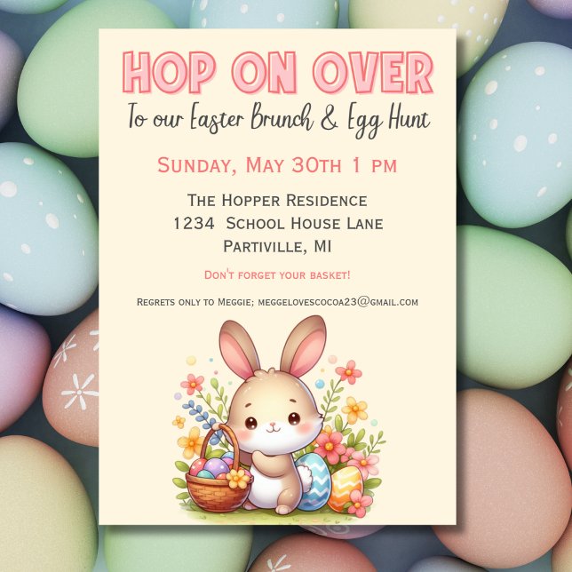 Niedliche Wasserfarbe Bunny Egg Jagen und Ostern B Einladung (Von Creator hochgeladen)