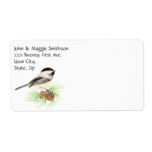 Niedliche Wasserfarbe Chickadee Bird Pine Tree