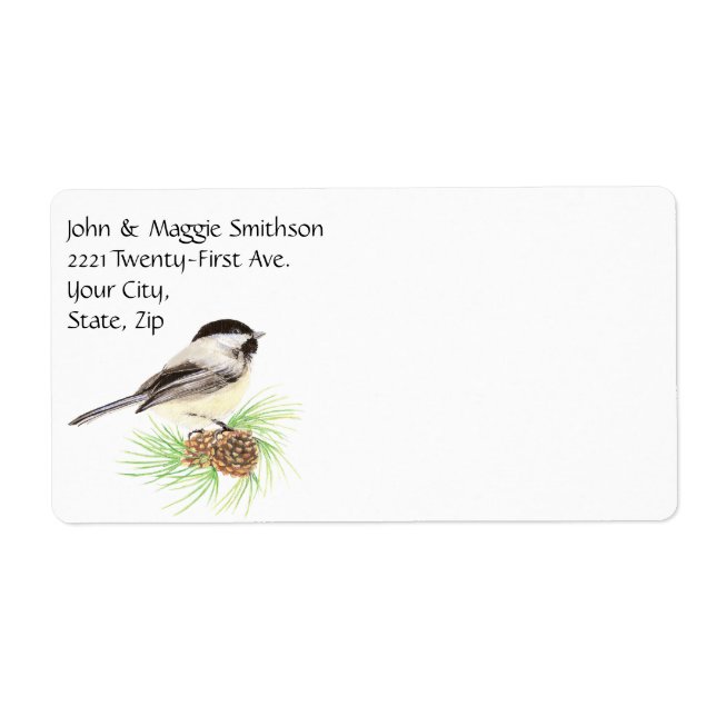 Niedliche Wasserfarbe Chickadee Bird Pine Tree (Vorne)