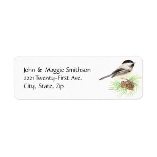 Niedliche Wasserfarbe Chickadee Bird Pine Tree