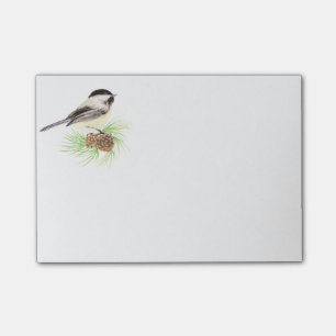 Niedliche Wasserfarbe Chickadee Bird Pine Tree Post-it Klebezettel