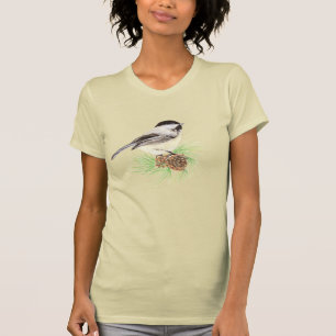 Niedliche Wasserfarbe Chickadee Bird Pine Tree T - T-Shirt