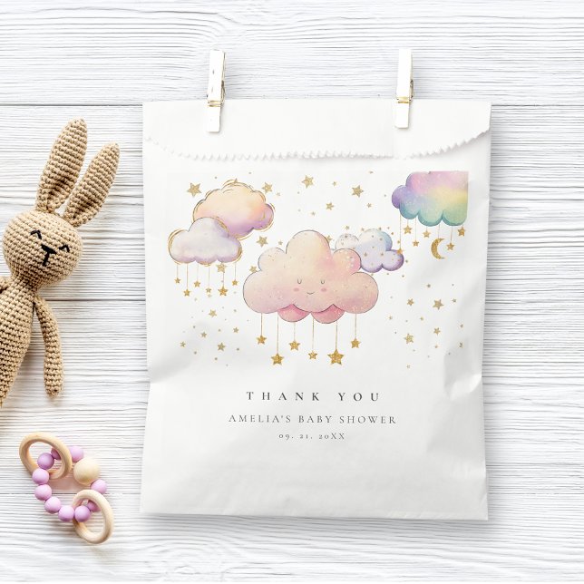Niedliche Wasserfarbe Cloud Star Baby Girl Dusche Geschenktütchen (Von Creator hochgeladen)