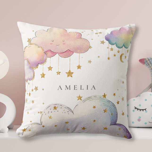 Niedliche Wasserfarbe Cloud Star Baby Girl Dusche Kissen (Von Creator hochgeladen)