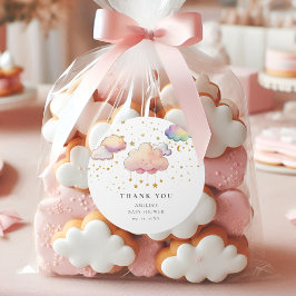 Niedliche Wasserfarbe Cloud Star Baby Girl Dusche Runder Aufkleber