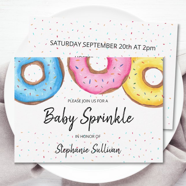 Niedliche Wasserfarbe Donuts Baby Sprinkle Einladu Einladung (Von Creator hochgeladen)