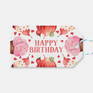 Niedliche Wasserfarbe Eiscreme zum Geburtstag Geschenkanhänger