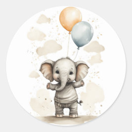 Niedliche Wasserfarbe Elephant Shirt Big Balloons Runder Aufkleber