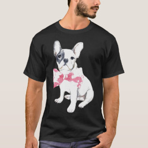 Niedliche Wasserfarbe Französisch Bulldog Bowtie W T-Shirt