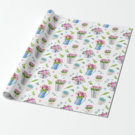 Niedliche Wasserfarbe Frühling Blume Muster Frohe  Geschenkpapier