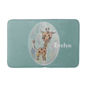 Niedliche Wasserfarbe Handgemalte Giraffenbezeichn Badematte