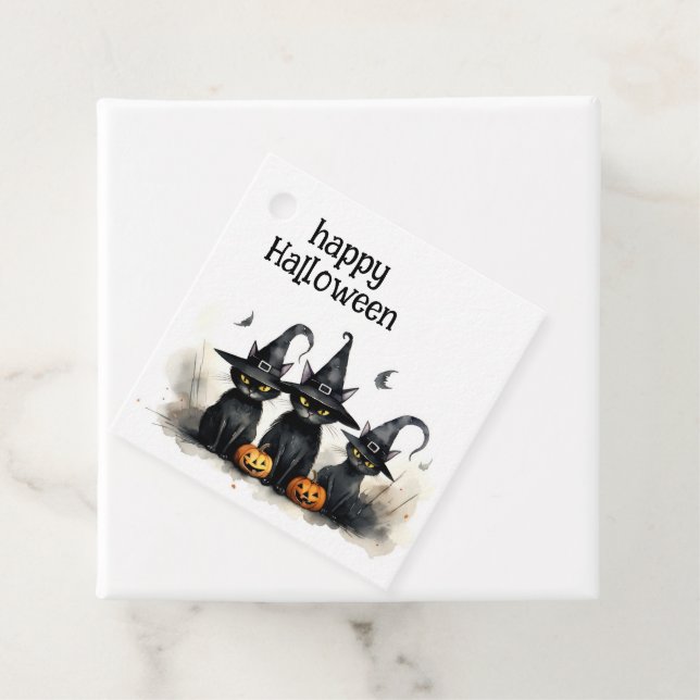 Niedliche Wasserfarbe Hexenkatze Kürbiskins Hallow Geschenkanhänger (Beispiel)