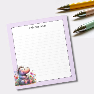 Niedliche Wasserfarbe Hippo Lined Notizblock