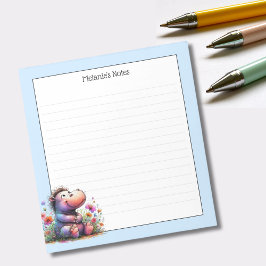 Niedliche Wasserfarbe Hippo Lined Notizblock