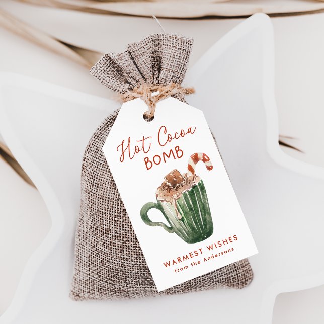 Niedliche Wasserfarbe - Hot-Cocoa-Bombe Geschenkanhänger (Von Creator hochgeladen)