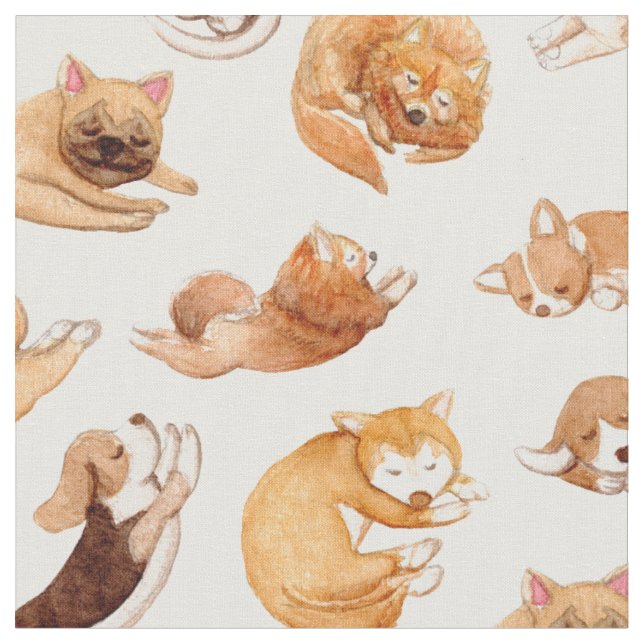 Niedliche Wasserfarbe Hunde Illustriertes Muster Stoff (Nahaufnahme)