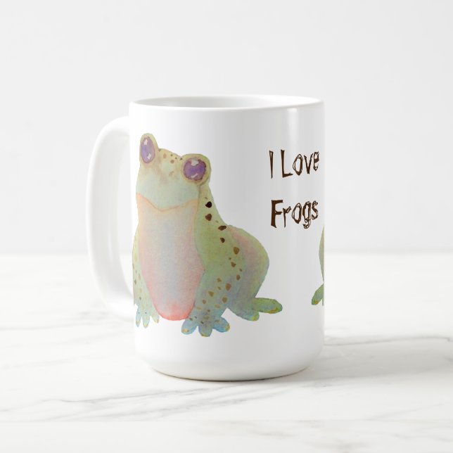 Niedliche Wasserfarbe I Liebe Frosch Kaffeetasse (Vorderseite Links)