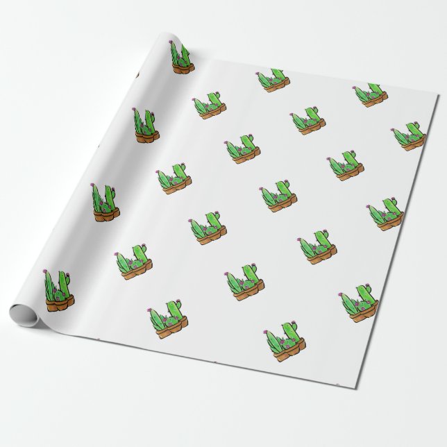 Niedliche Wasserfarbe Kakteen Geschenkpapier (Ungerollt)