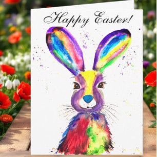 Niedliche Wasserfarbe Kaninchen Bunny Hare Osterbl Dankeskarte