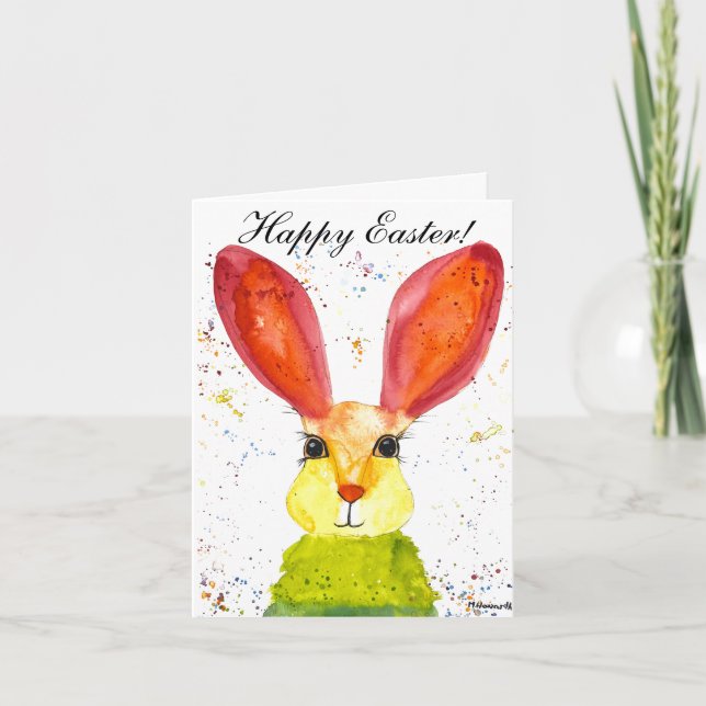Niedliche Wasserfarbe Kaninchen Bunny Hare Osterfe Dankeskarte (Vorderseite)