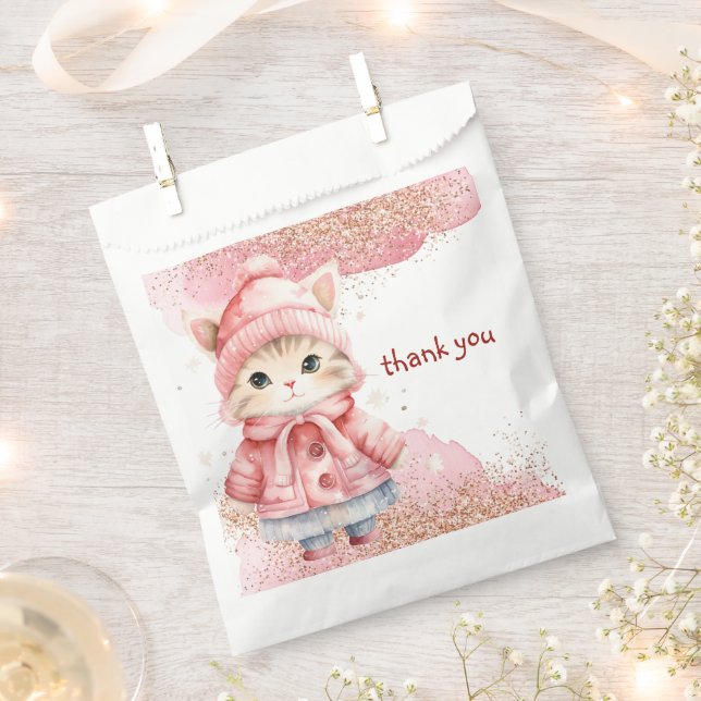 Niedliche Wasserfarbe Katze Wintermäntel Vielen Da Geschenktütchen (Ausgeschnitten)
